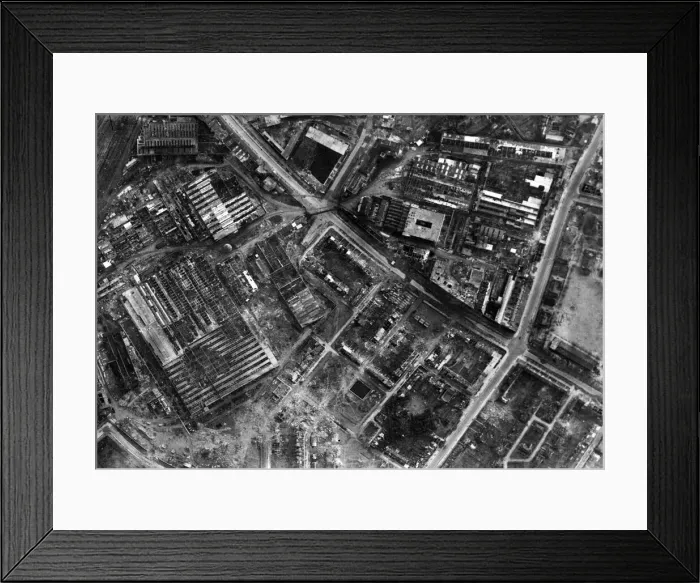 Framed Print : Heavily damaged Derendorf works of Rheinmetall-Borsig A. G Arms after an R. A. F Framed Print : Heavily damaged Derendorf works of Rheinmetall-Borsig A. G Arms after an R. A. F