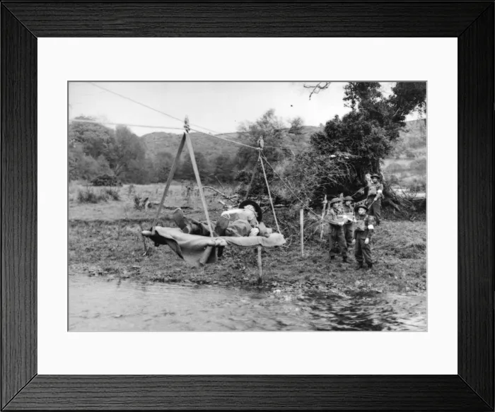 Framed Print : Home Guard training in North Wales. A stretcher casualty Framed Print : Home Guard training in North Wales. A stretcher casualty