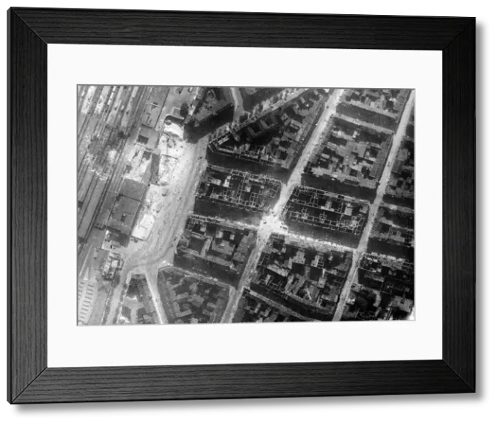Framed Print : Heavy damage to the railway station in Dusseldorf. September 1942 Framed Print : Heavy damage to the railway station in Dusseldorf. September 1942