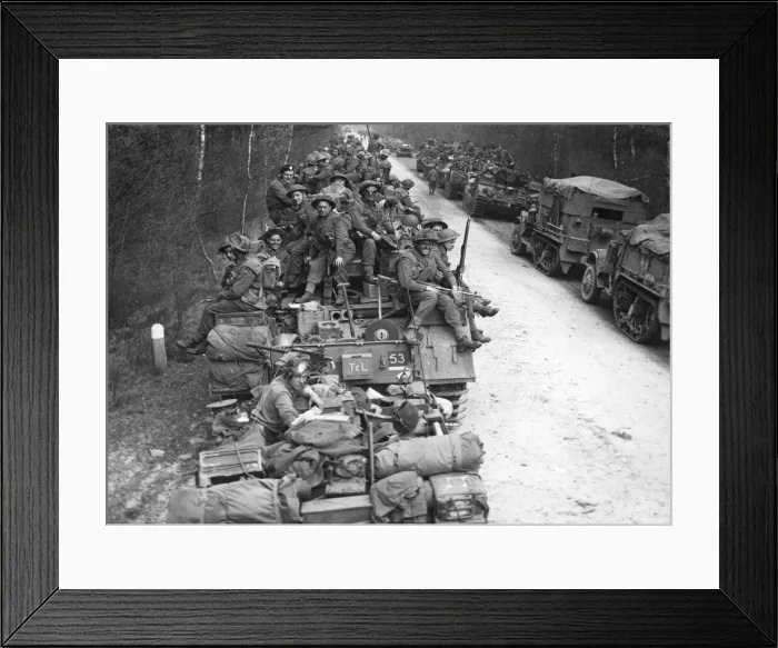 Framed Print : 15th Scottish division advances on the River Elbe, Germany Framed Print : 15th Scottish division advances on the River Elbe, Germany