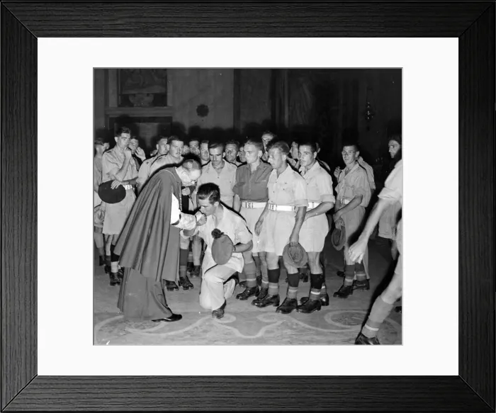 Framed Print : Troops kissing the ring of the Archbishop of Westminster at St Peters Church, Rome Framed Print : Troops kissing the ring of the Archbishop of Westminster at St Peters Church, Rome