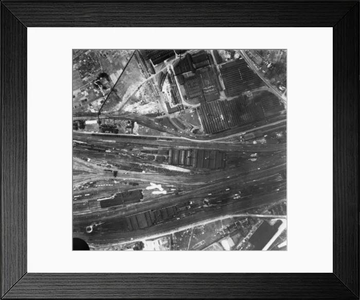 Framed Print : Bombs from a Bristol Blenheim of No. 2 Group fall over the junction of the main lines Framed Print : Bombs from a Bristol Blenheim of No. 2 Group fall over the junction of the main lines