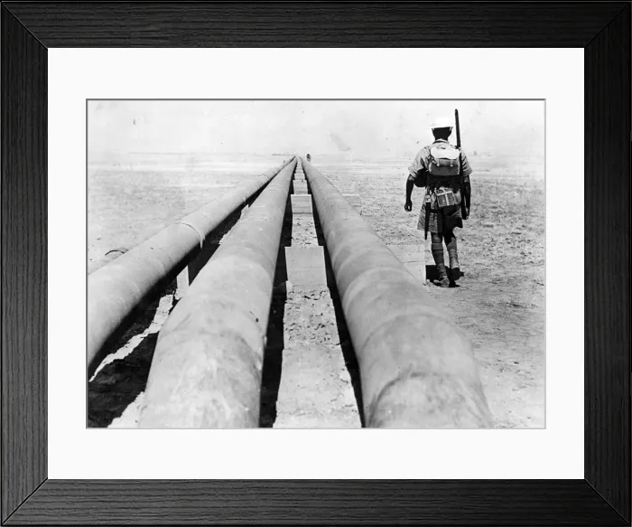 Framed Print : Picture from Iran. Indian riflemen guarding the pipeline across Persia