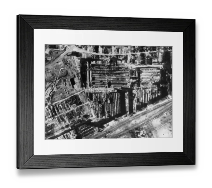 Framed Print : Reconnaissance photograph taken by 106 (PR) Group, RAF of the damaged to the Adam Opel