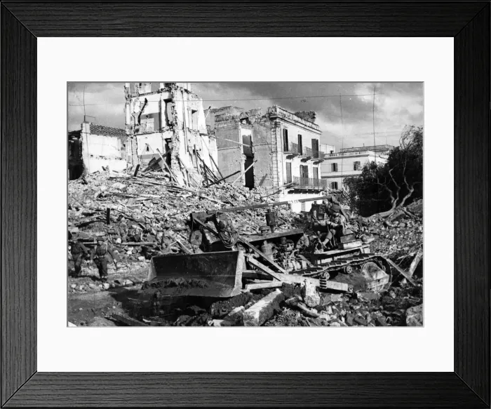 Framed Print : Allied landings south of Rome: damage to Anzio. February 1944 Framed Print : Allied landings south of Rome: damage to Anzio. February 1944