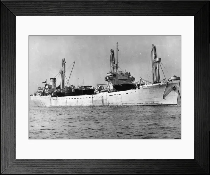 Framed Print : This fast new cargo ship, made in British shipyards, has been designed for the purpose of