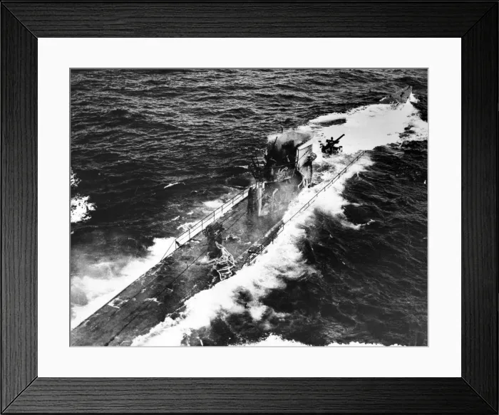 Framed Print : A German submarine sinking after being attacked with depth charges Framed Print : A German submarine sinking after being attacked with depth charges