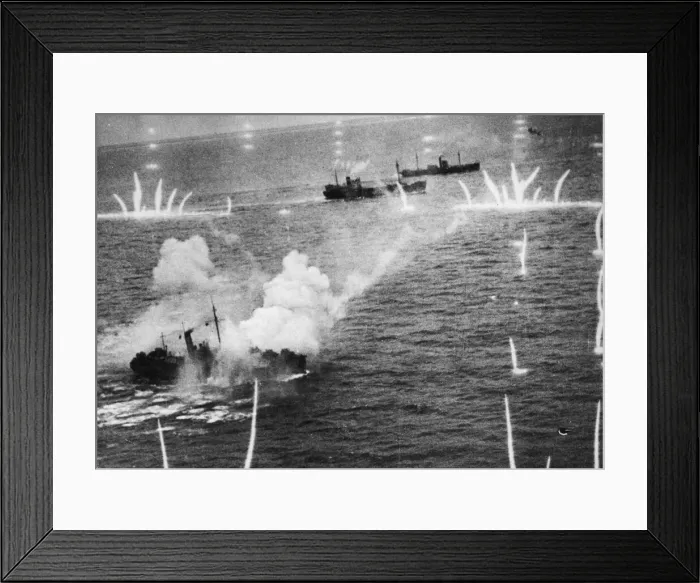 Framed Print : RAF Beaufighters attack four merchant ships near Heligoland in The North Sea Framed Print : RAF Beaufighters attack four merchant ships near Heligoland in The North Sea