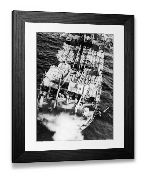 Framed Print : The first bomb exploding in an attack by Blenheims of the Mediterranean Command on an