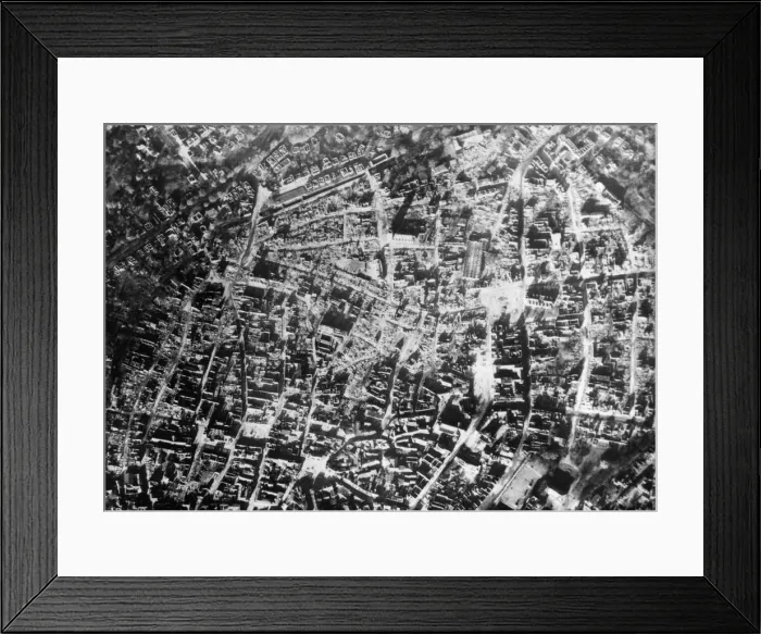 Framed Print : Reconnaissance photograph of the centre of the German city of Brunswick following an Framed Print : Reconnaissance photograph of the centre of the German city of Brunswick following an