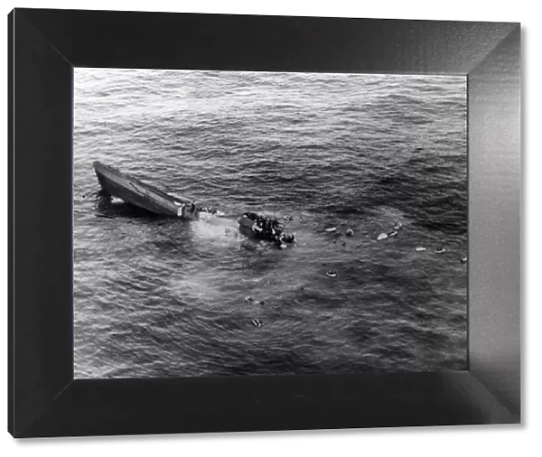 U-boat sinking in Atlantic Ocean, successfully taken out by a Short Sunderland British