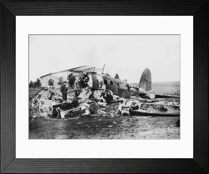 Framed Print : Wrecked German and Italian aircraft hangar outside Benghazi. 25th February 1941 Framed Print : Wrecked German and Italian aircraft hangar outside Benghazi. 25th February 1941