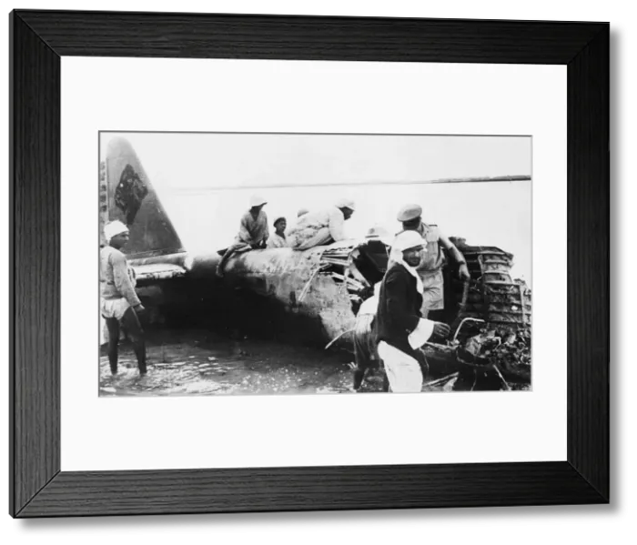 Framed Print : Destroyed German bomber shot down by R. A. F. Night Fighter during Second World War in Framed Print : Destroyed German bomber shot down by R. A. F. Night Fighter during Second World War in