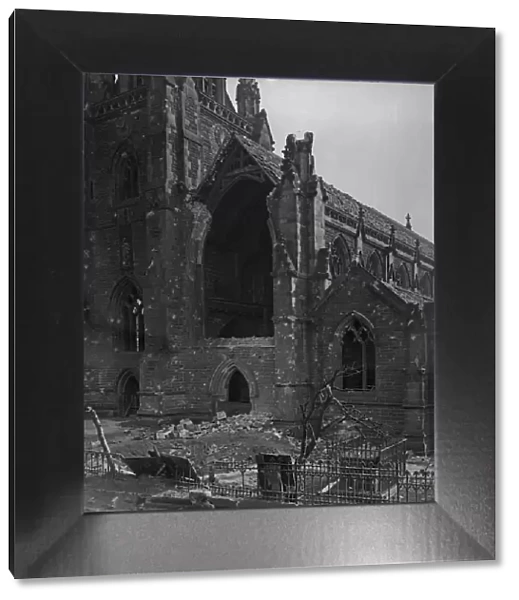 St Martins Church in the Bull Ring, Birmingham the morning after a heavy air raid