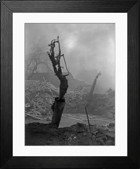 Framed Print : The shattered remains of a gas main in Stoney Lane, Birmingham that received a direct Framed Print : The shattered remains of a gas main in Stoney Lane, Birmingham that received a direct
