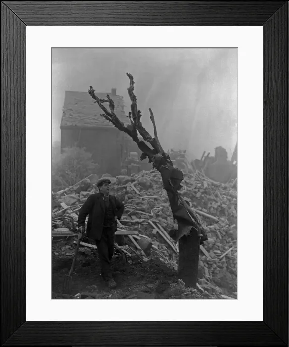 Framed Print : The shattered remains of a gas main in Stoney Lane, Birmingham that received a direct Framed Print : The shattered remains of a gas main in Stoney Lane, Birmingham that received a direct