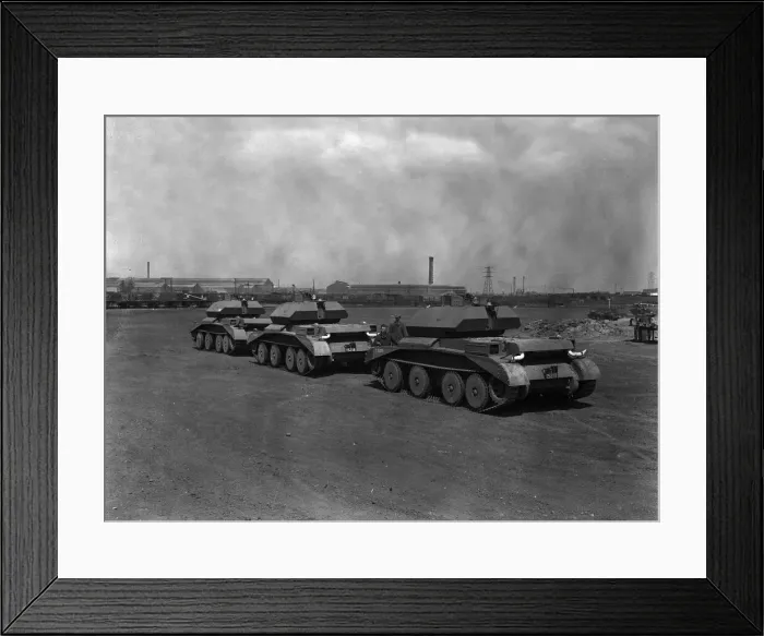 Framed Print : A10 Cruiser tanks straight off the production line are put through their paces at Leyland Framed Print : A10 Cruiser tanks straight off the production line are put through their paces at Leyland