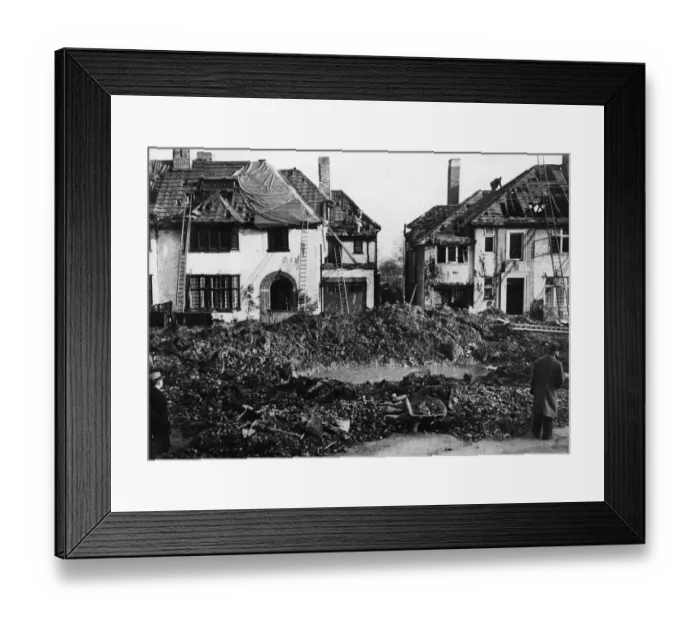 Framed Print : Bomb damage in Bristol after an air raid by the Nazi German Luftwaffe during Framed Print : Bomb damage in Bristol after an air raid by the Nazi German Luftwaffe during