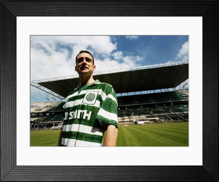 Framed Print : Paul McStay Celtic football team captain standing football pitch stand behind Framed Print : Paul McStay Celtic football team captain standing football pitch stand behind