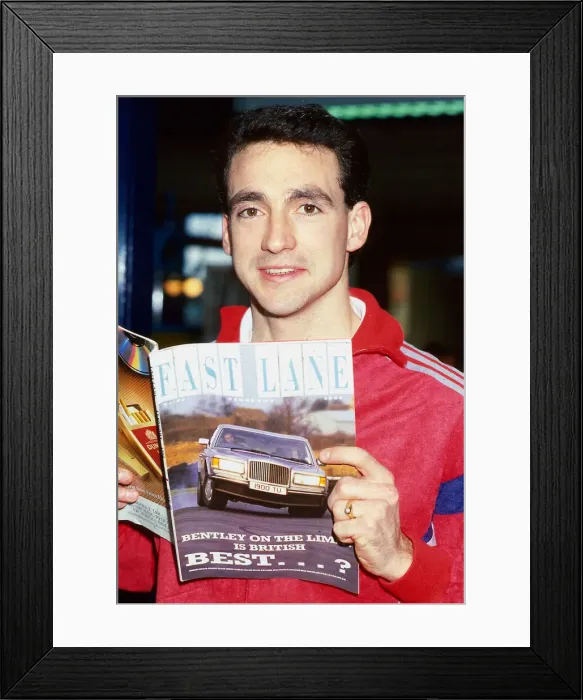 Framed Print : Paul McStay reading Fast Lane car magazine January 1988