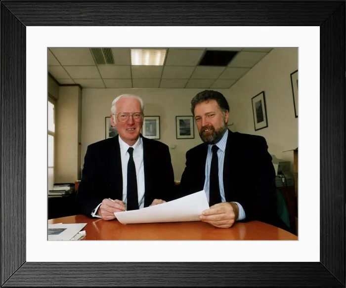 Framed Print : Kevin Kelly Celtic FC and Peter Reily of GDA Glasgow Development Agency sign £ Framed Print : Kevin Kelly Celtic FC and Peter Reily of GDA Glasgow Development Agency sign £