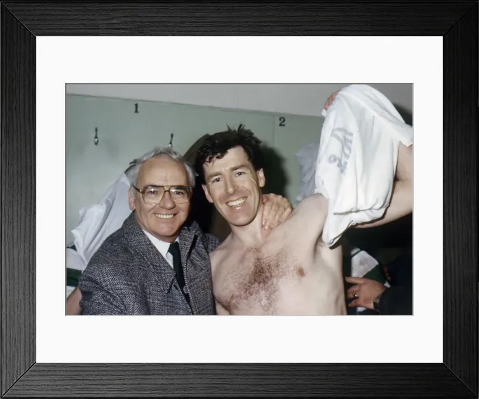Framed Print : Jack McGinn in dressing room with Pat Bonner April 1988 Framed Print : Jack McGinn in dressing room with Pat Bonner April 1988