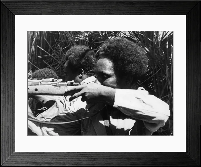 Framed Print : Abyssinian patriot soldiers fighting against the Axis occupation forces of the German