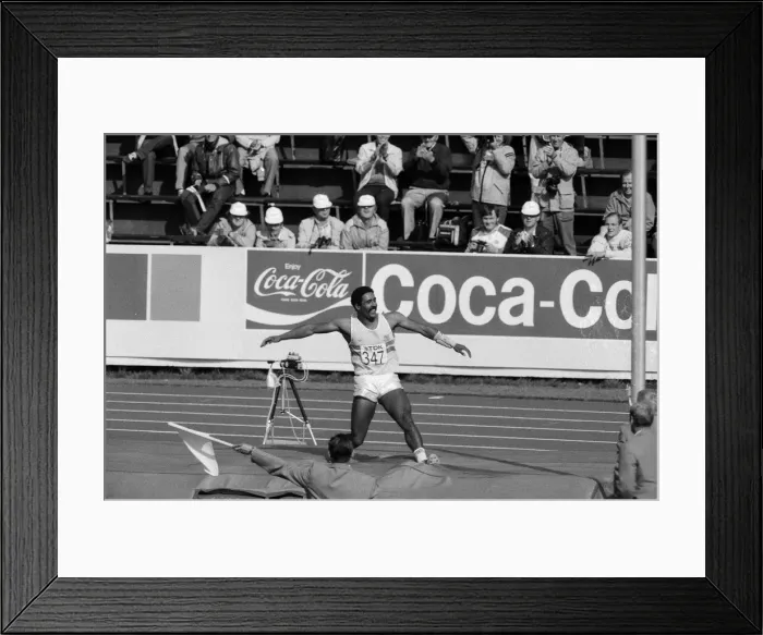 Framed Print : Daley Thompson competing in the 1983 World Championships in Athletics. Helsinki, Finland Framed Print : Daley Thompson competing in the 1983 World Championships in Athletics. Helsinki, Finland