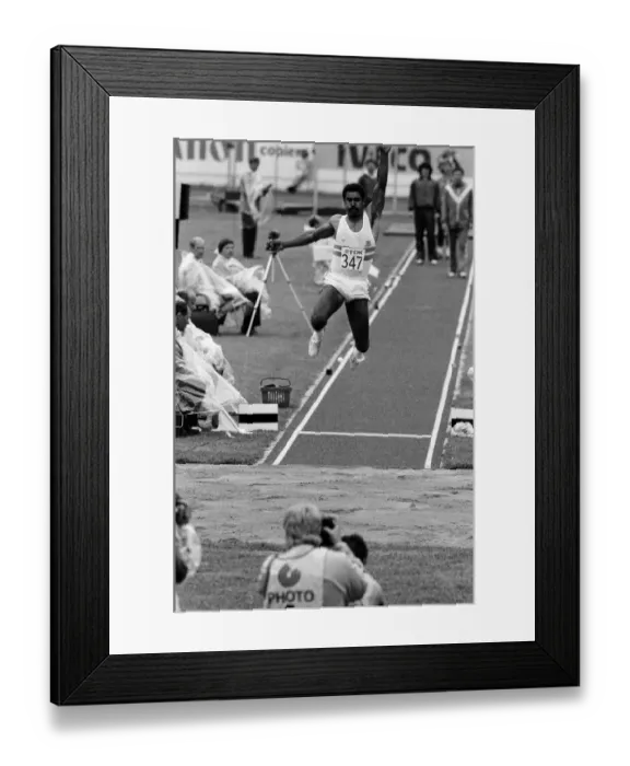 Framed Print : Daley Thompson competing in the 1983 World Championships in Athletics. Helsinki, Finland