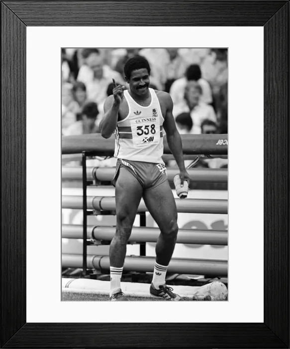Framed Print : Daley Thompson competing in the pole vault during the Commonwealth Games