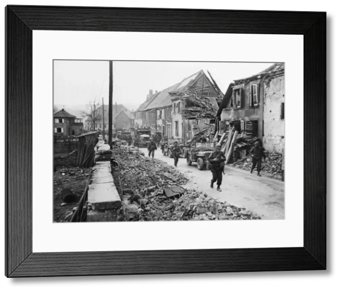 Framed Print : 5th Infantry Regiment troops march through the streets of Bitche, France Framed Print : 5th Infantry Regiment troops march through the streets of Bitche, France