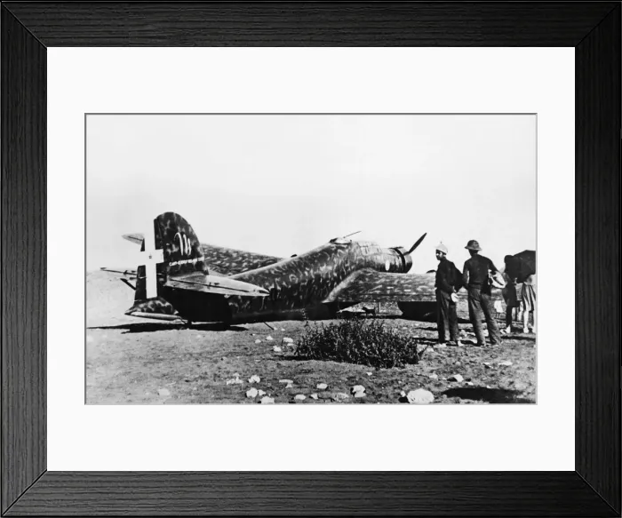 Framed Print : Italian bomber shot down at Beirut during Second World War. 16th December 1940 Framed Print : Italian bomber shot down at Beirut during Second World War. 16th December 1940