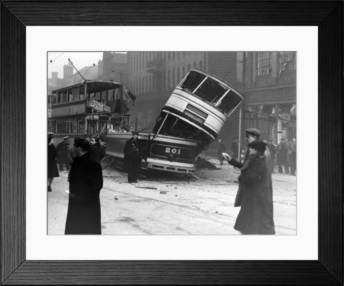 Framed Print : All that was left of the Sheffield trams after the raiders had passed Framed Print : All that was left of the Sheffield trams after the raiders had passed