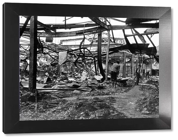 Damage to the Palm Court Restaurant, Selfridges, following an air raid attack which took