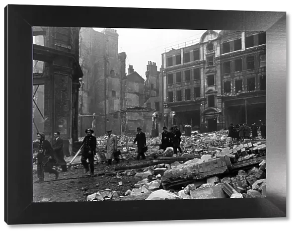Shoe lane and Stonecutter Lane, London, damaged during the Nazi raids on 10th May 1941