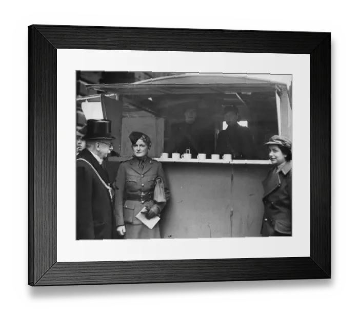 Framed Print : A mobile canteen. A familiar scene in World War Two Framed Print : A mobile canteen. A familiar scene in World War Two