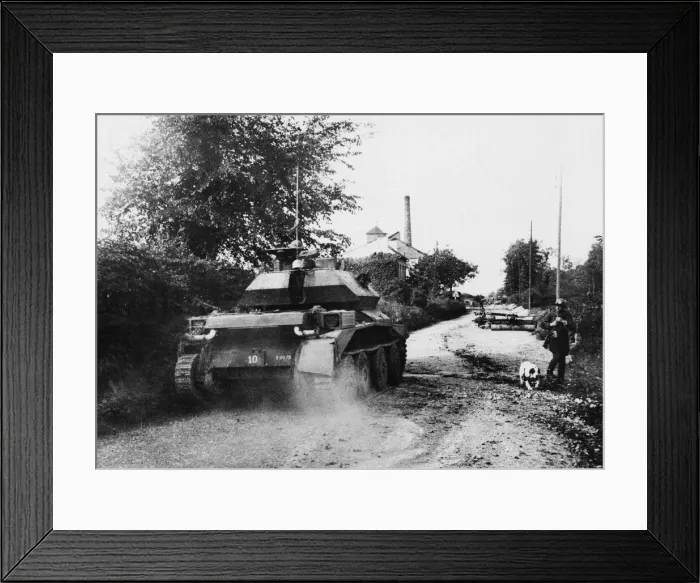 Framed Print : Cruiser tank in action in France during Second World War. June 11th 1940 Framed Print : Cruiser tank in action in France during Second World War. June 11th 1940