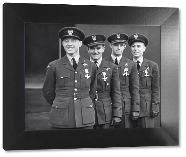 Four pilots of the Polish fighter squadron which played such an important part in the air