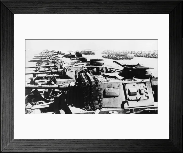 Framed Print : Knocked out or captured enemy tanks near El Alamein. 24th January 1944 Framed Print : Knocked out or captured enemy tanks near El Alamein. 24th January 1944