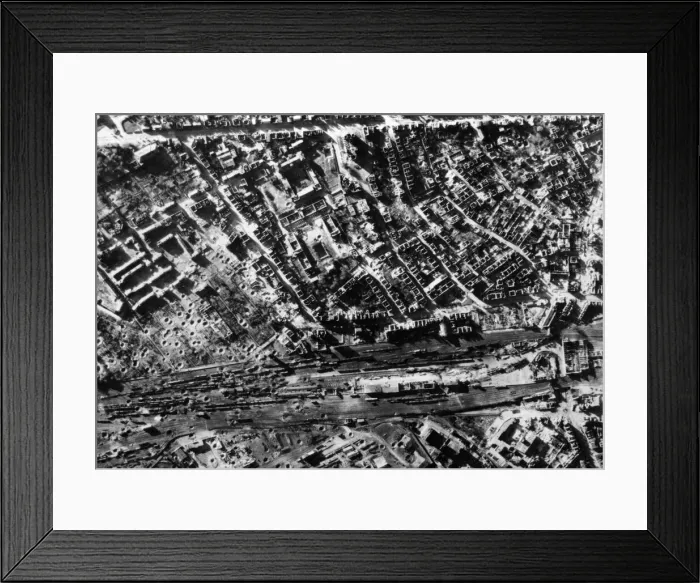 Framed Print : RAF hits German supply line to Holland. Pictured, bomb damage to rails in Munster Framed Print : RAF hits German supply line to Holland. Pictured, bomb damage to rails in Munster