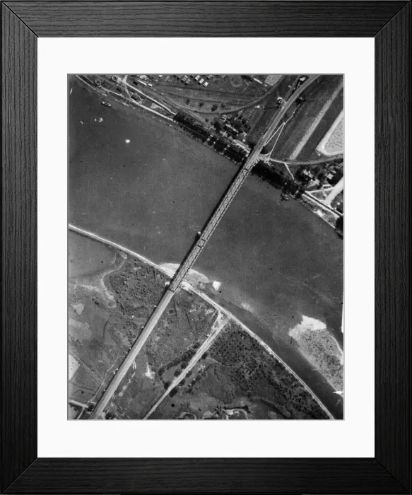 Framed Print : An air reconnaissance pictures of one of the Rhine bridges which will be of great Framed Print : An air reconnaissance pictures of one of the Rhine bridges which will be of great