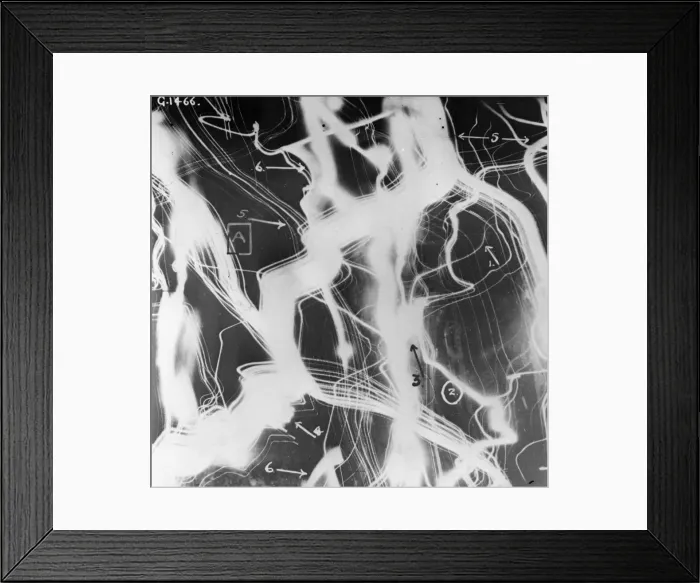 Framed Print : Searchlight interference above Cologne. This picture taken during a night raid by the R. A Framed Print : Searchlight interference above Cologne. This picture taken during a night raid by the R. A