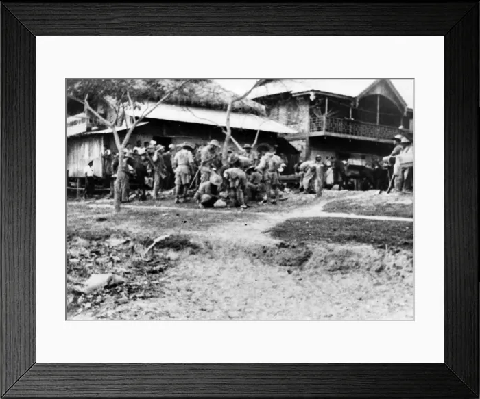 Framed Print : Chindits buying food in a Burmese village in 1943 Framed Print : Chindits buying food in a Burmese village in 1943
