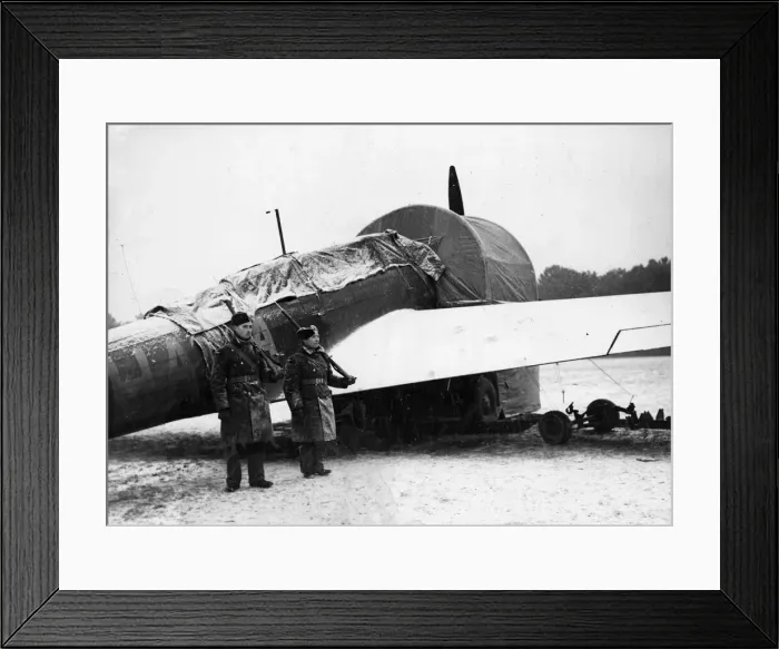 Framed Print : Royal Air Force personnel in France carry on in spite of the severe winter making