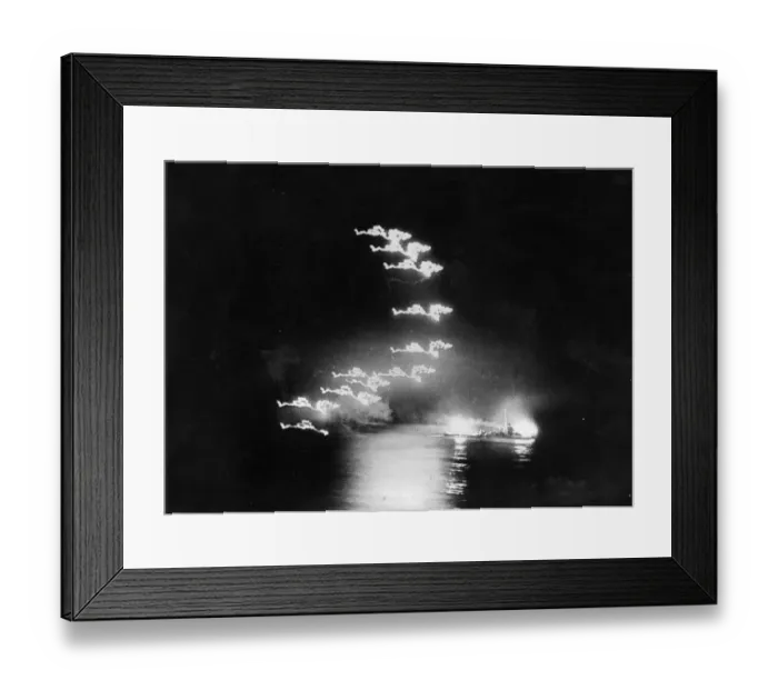 Framed Print : Royal Navy and Royal New Zealand Navy warships exchange fire with Vichy destroyers off