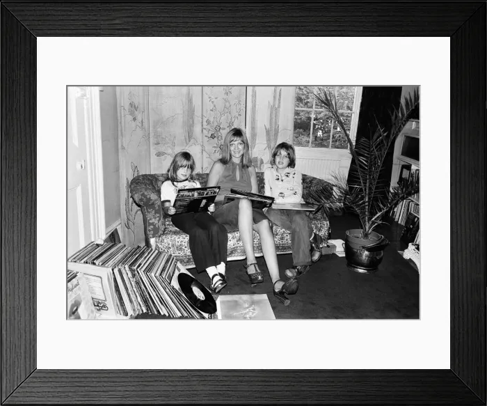 Framed Print : Disc Jockey Annie Nightingale with her children Lucy, 7, and Alexander, 12