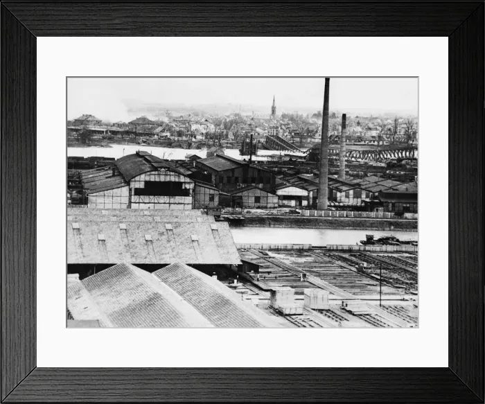 Framed Print : Blasting Germans on far side of Rhine river. Smoke arises in Kehl, Germany Framed Print : Blasting Germans on far side of Rhine river. Smoke arises in Kehl, Germany