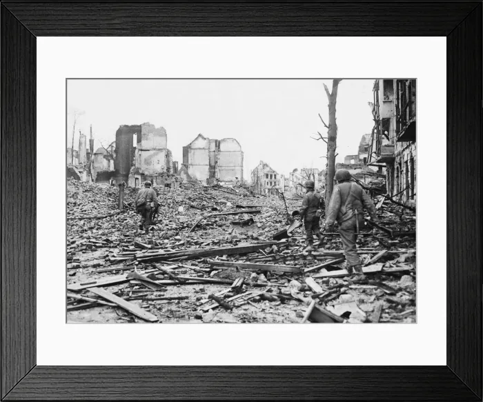 Framed Print : Some of the effects of the terrific air bombardment of Cologne. 7th March 1945 Framed Print : Some of the effects of the terrific air bombardment of Cologne. 7th March 1945
