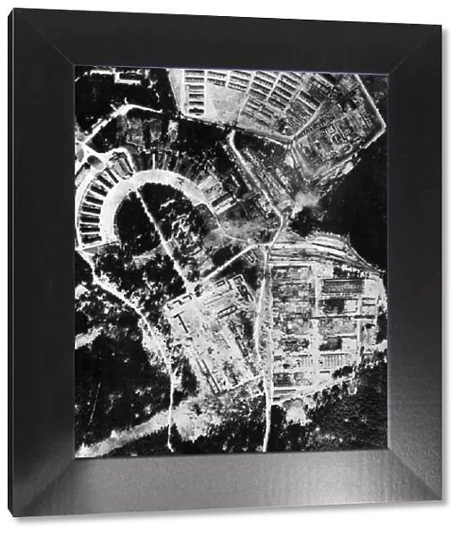 Reconnaissance photograph made some time after the Eighth Air Force attack of the 24th