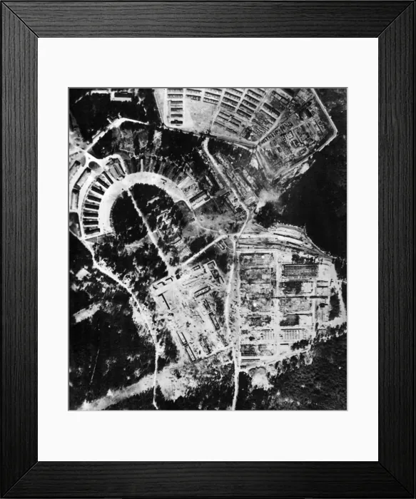 Framed Print : Reconnaissance photograph made some time after the Eighth Air Force attack of the 24th Framed Print : Reconnaissance photograph made some time after the Eighth Air Force attack of the 24th